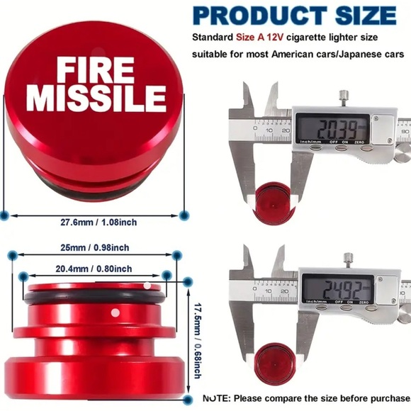 “FIRE MISSLE” Aluminum Alloy Car Lighter Cover NWOT - Picture 3 of 3